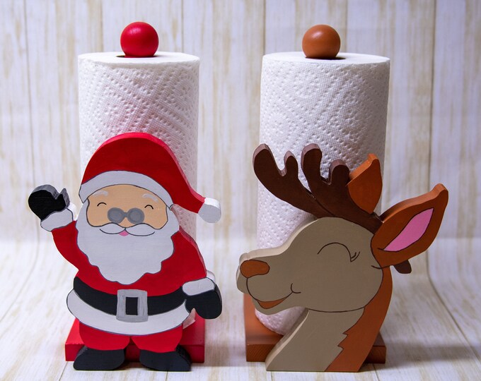 Christmas Paper Towel Holder Holiday Kitchen Decor Standing Etsy