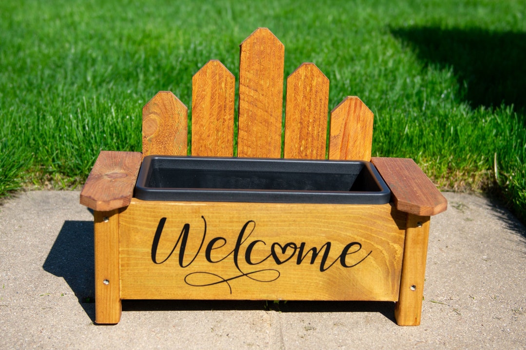 Flower Bench, Rustic Wood Planter Box, Outdoor Garden Gift, Gift for ...