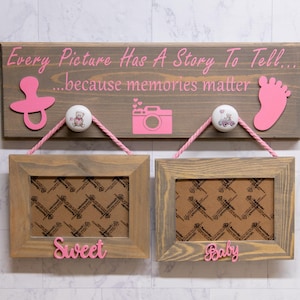 4x6 Photo Frames, Baby Pictures, Girl or Boy, Baby Bear, Wall Sign, USA Made