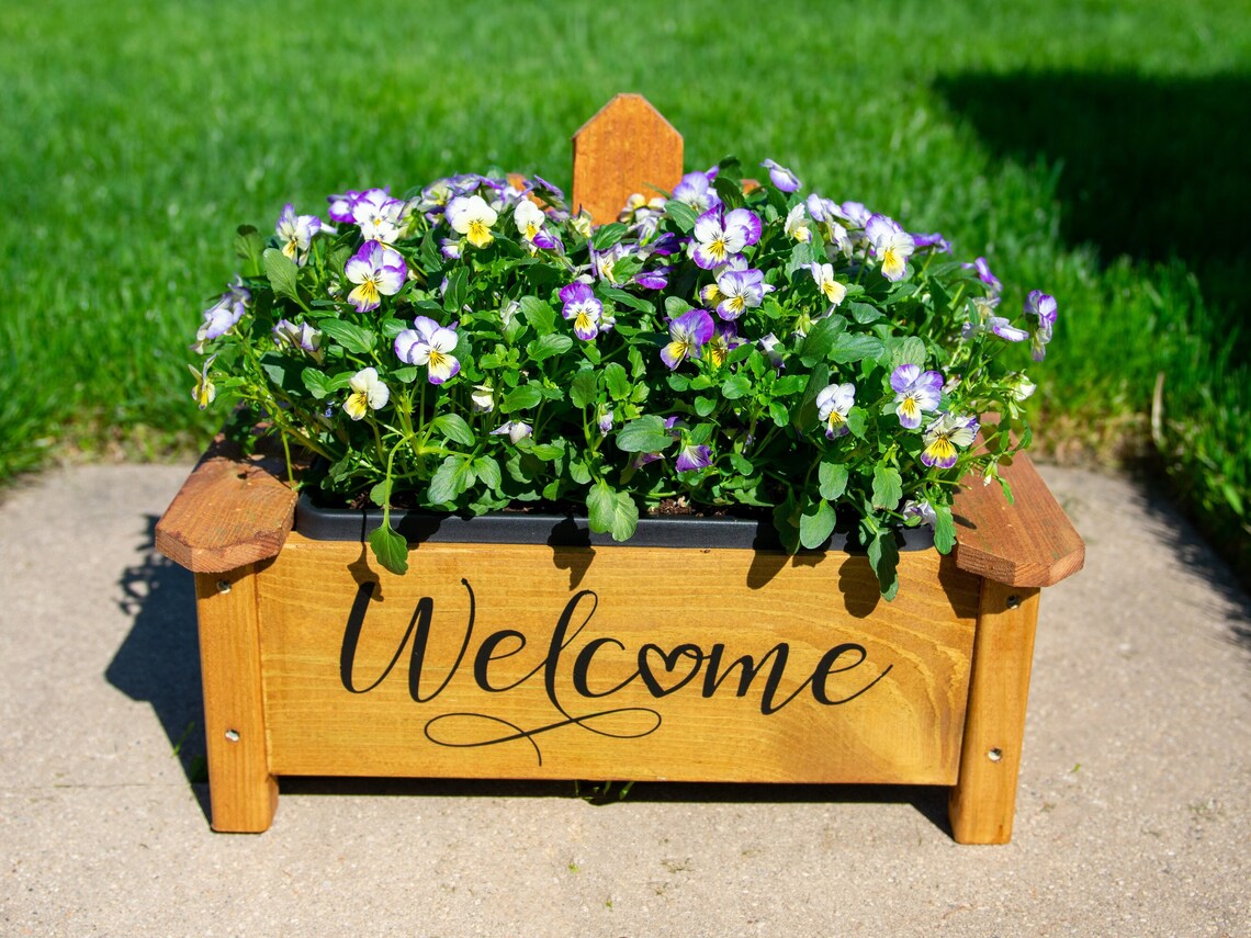 Flower Bench, Rustic Wood Planter Box, Outdoor Garden Gift, Gift for ...