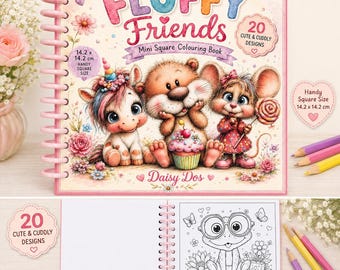 Flauschige Freunde – Mini-Malbuch (quadratisch) | 20 Tiermotive (14,2 x 14,2 cm)