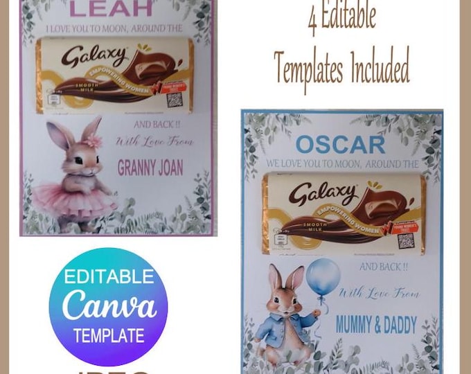 Whimsical Easter Galaxy Board Canva Templates, A4 size Just Add Names To JPEG Template  Both Pink And Blue, All 4 Templates Included