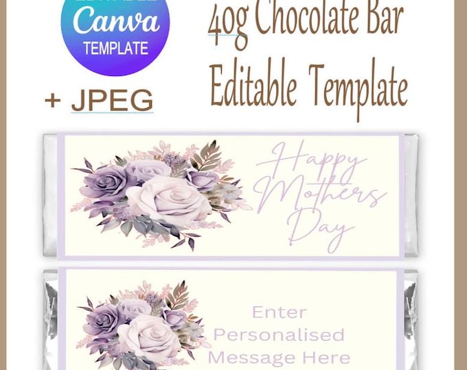 Mother's Day Personalised Galaxy Chocolate Bar Editable Canva Template, Editable in Canva, Make Perfect Gifts for Mums. Nans, Grandmas