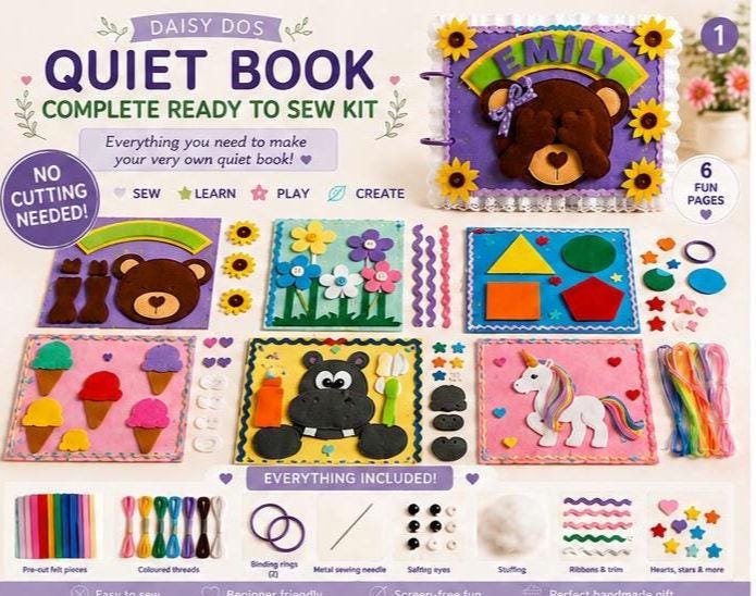 40 Simple Sewing Crafts for Kids 12 Quiet Book Sewing Kit Complete Felt Quiet Book Kit Pre-Cut Felt…