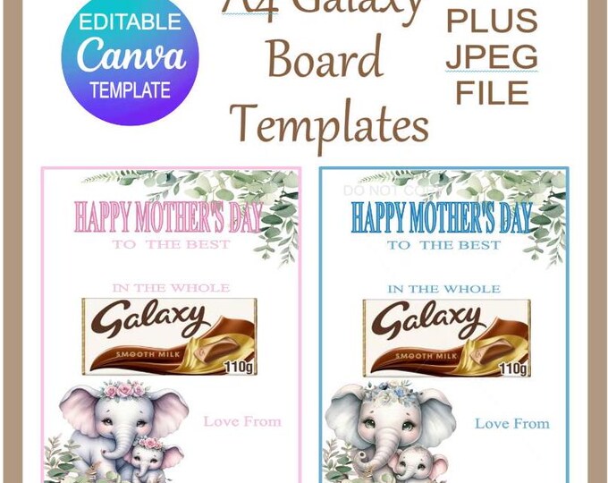 Mothers Day Galaxy Board Canva Templates, Print At Home, Just Add Names, Pink And Blue Editable Canva Templates plus Jpeg Files Included