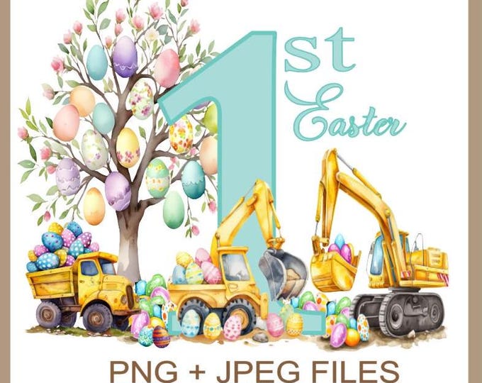 1st Easter Clipart Easter Trucks PNG, Boys 1st Easter Clipart Use To Personalised 1st Easter Cards T-shirt And Much More, Instant Download