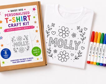 Personalisiertes T-Shirt Bastelset | Färben Sie Ihre eigenen Stoffstifte für Kinder