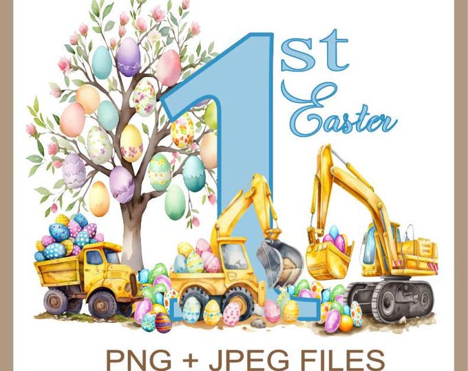 1st Easter Clipart Easter Trucks PNG, Boys 1st Easter Clipart Use For On Cards T-shirt And Much More, Instant Download