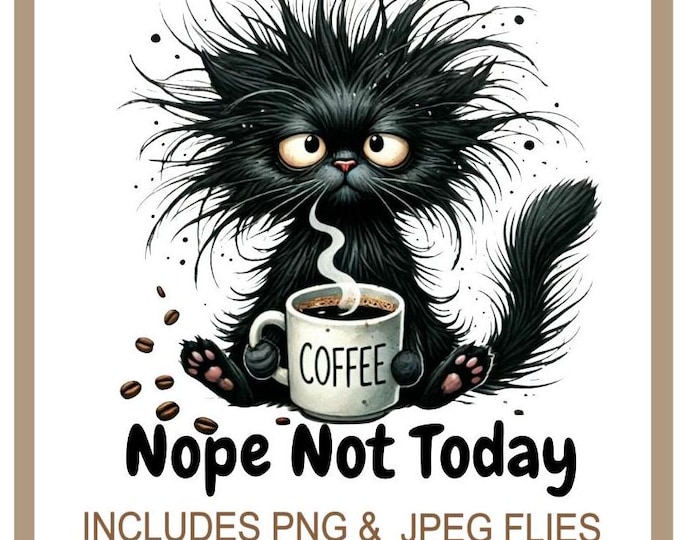 Sarcastic Cat PNG funny 'Nope Not Today' Sublimation Design, Humorous Design for T-Shirts, Mugs, Bags & Much More, Instant Download