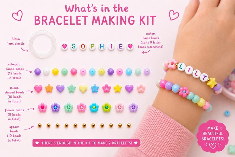 personalised braclete making kits for girls