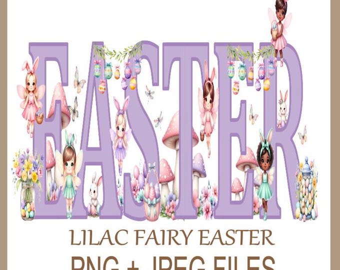 Easter Fairy Clipart, Playful Watercolour Fairies PNG, Easter Instant Digital Clipart, Lilac Easter Fairy Designs