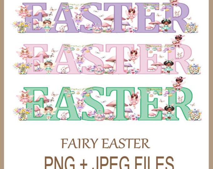 Girls Easter Clipart, Playful Watercolour Fairies PNG, Easter Instant Digital Clipart, 3 x Easter Fairy Designs Sublimation Printing UVDF