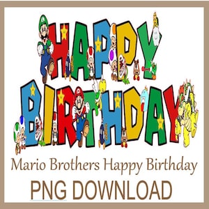 Mario Birthday Clipart, Mario Kart Happy Birthday PNG, Mario Brothers Happy Birthday PNG für Shirts, Karten, Tassen und vieles mehr