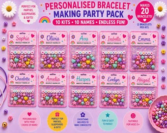 Personalisierte Armband Herstellung Party Pack, Pastell Perlen, Freundschaft Kit (10 Kits)