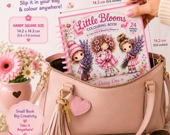 Malbuch „Kleine Blüten“ im Handtaschenformat | Mädchen & Blumen | Bezaubernde Motive | Blumenmalbuch | Mini-Malbuch