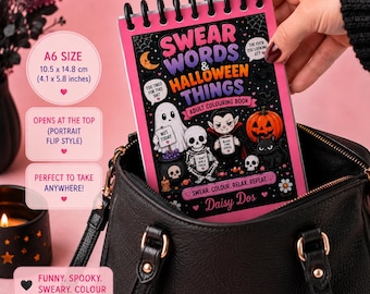 Halloween-Malbuch für Erwachsene mit Schimpfwörtern | Gruselig-freche Motive (A6-Format)