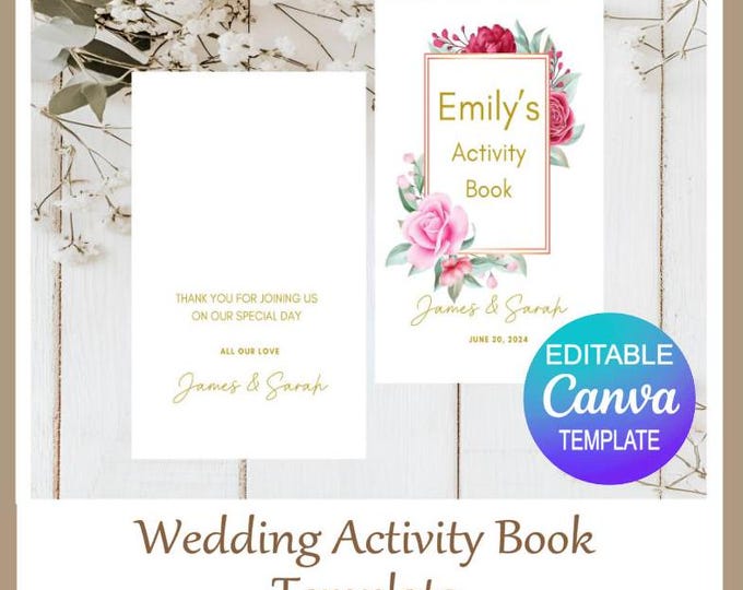 Wedding Activity Books for Children's - Flower Theme Favours - Most Popular Template - Digital Download - Print Your Own Books - Guests Gift