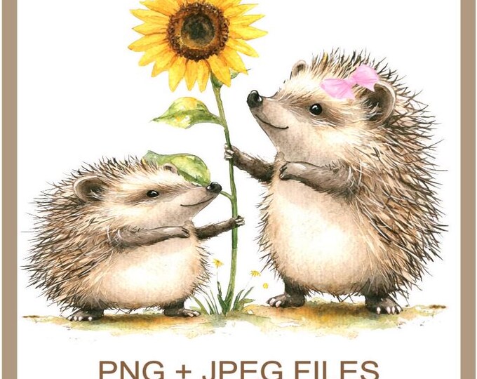 Hedgehog PNG Clipart - Mother's Day Clipart - Digital Download - Beautiful Animal Cartoon - Floral Hedgehog Clipart - High Quality Images