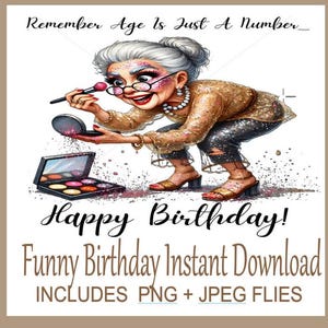 Clipart de aniversário de avó hilário e legal, download instantâneo, fundo transparente, aniversário de avó engraçado, clipart de PNG de velhas, arte digital