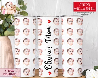 Custom Baby Face Coffee Tumbler, Mother's Day Baby Photo Tumbler, Fathers Day - Child - Kid Picture Coffee Tumbler  / Grandma-Grandpa Gift