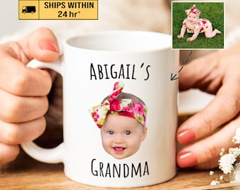 Custom Baby Face Photo Coffee Mug Fathers Day Gift, Mother&#39;s Day Baby / Kid Picture Mug, Personalize Child Image Grandma-Grandpa Coffee Mug