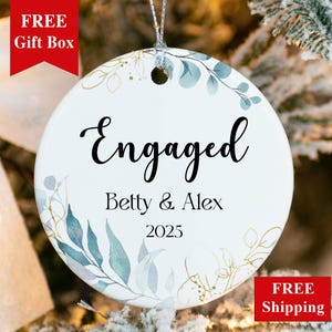 Our First Christmas Engaged Ornament, Personalized Engagement Ornament 2023, Fiance Just Engaged Couple Gift, Custom We&#39;re Engaged Keepsake