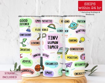 Kindergarten Teacher Daily Affirmations Tumbler, Motivational Positive Quote Tumbler, Elementary School-Child Educator Tumbler Gift For Her