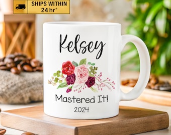 Custom Master's Degree Graduation Mug Gift with Name and Year, Personalized Master Grad Mug, Master Student Graduation Gift
