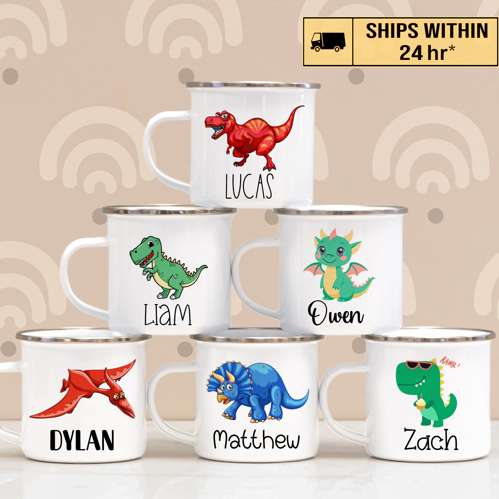 Personalized Kids Cup, Dinosaur Custom Coffee Cups, Birthday Party Favors for Kids, Children Valentines Day Gifts
