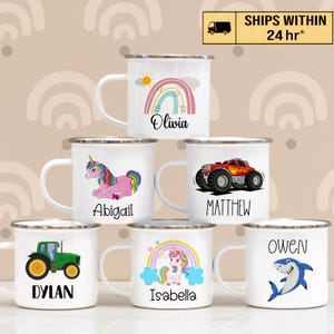 Personalized Mug for Kids, Custom Hot Chocolate Mug for Boys, Kids Shatterproof Mugs with Handle, Birthday Party Favors, Children&#39;s Gift