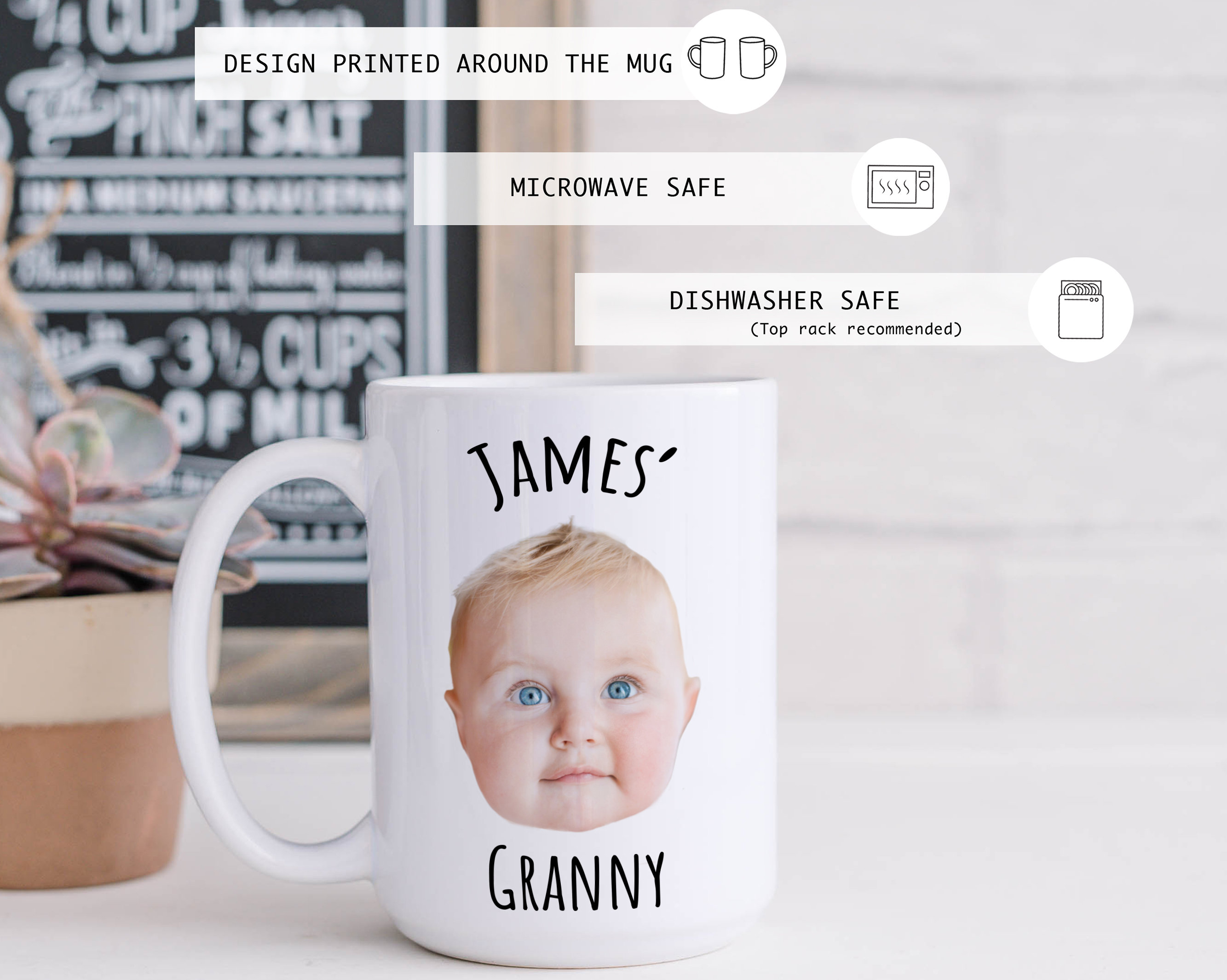 Discover Custom Baby Face Photo Coffee Mug, Mother's Day Baby / Kid Picture Mug, Fathers Day Personalize Child Image Coffee Mug