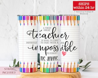 Custom Teacher Tumbler with Name, Personalized Teacher Tumbler with Lid, Teacher Appreciation Gift