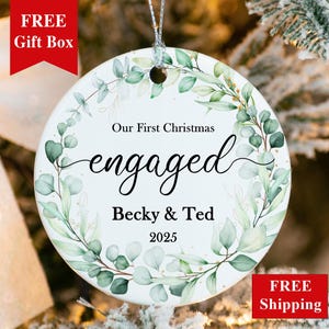 Our First Christmas Engaged Ornament, Personalized Engagement Ornament 2023, Fiance Just Engaged Couple Gift, Custom We&#39;re Engaged Keepsake