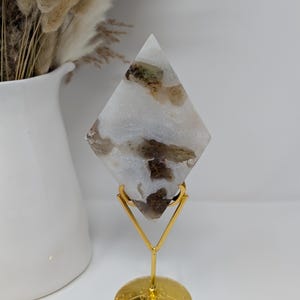 Moss Agate Diamond,  Moss Agate Rhombus with Stand, Statement Piece, Crystal Confetti, FAST Shipping, Crystal Gift, High Quality , #106