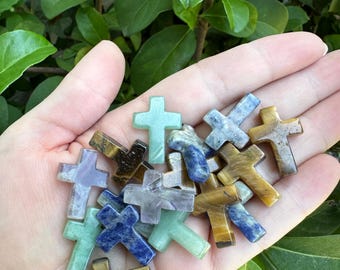 Crystal Cross Carvings, Mini Crystal Carving, Spiritual Crystals, Meditation Crystals, Crystal Decor, US Seller, Fast Shipping