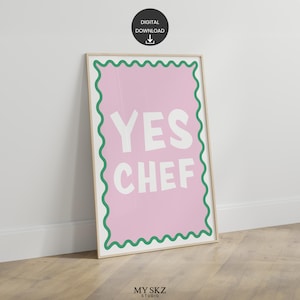 Yes Chef Typography Wall Art Print, Yes Chef Print, Typography Print, Kitchen Print, Kitchen Poster, Kitchen Sign, Dining Room Wall Art