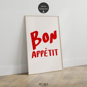 Stampa artistica da parete tipografica Bon Appetit, stampa tipografica, poster Bon Appetit, parete della galleria, stampa artistica da parete per cucina, stampa per sala da pranzo