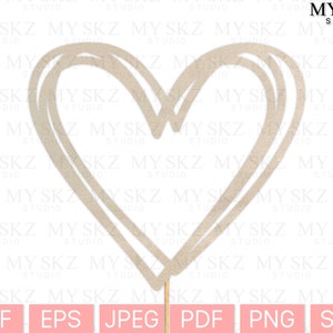 Adorno para tarta de corazón Dxf, Eps, Jpeg, Pdf, Png, Svg Archivos de descarga digital instantánea
