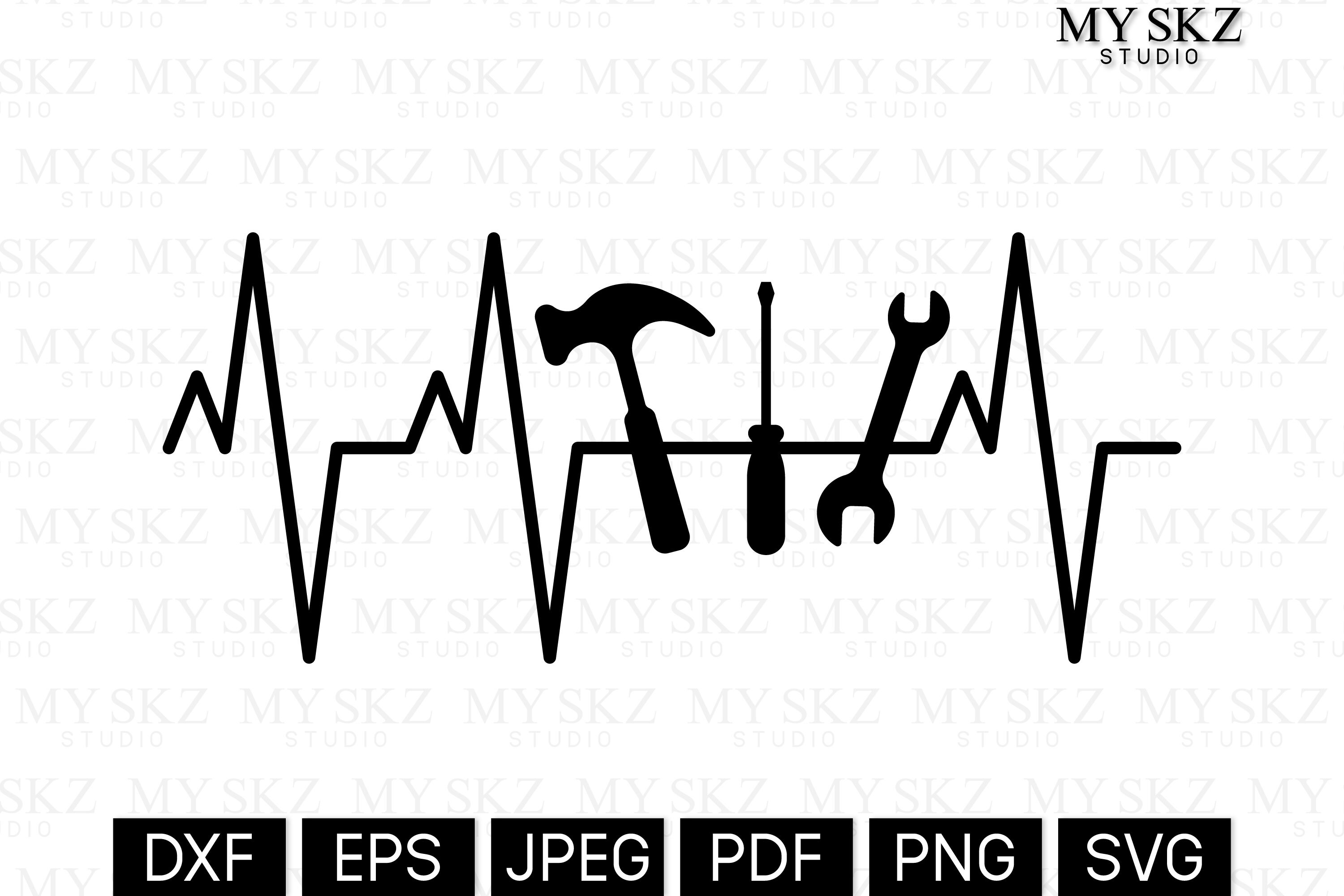 Tools Heartbeat Dxf, Eps, Jpeg, Pdf, Png, Svg Instant Digital Download