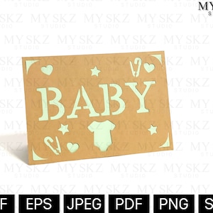 Tarjeta baby shower Dxf, Eps, Jpeg, pdf, png, svg Instant Digital Download Files