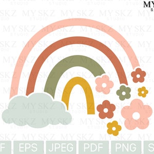 Flowers Rainbow Dxf, Eps, Jpeg, Pdf, Png, Svg Instant Digital Download Files