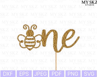 Bee One Birthday Cake Topper Dxf, Eps, Jpeg, Pdf, Png, Svg Instant Digital Download Files