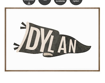 Personalised Name Pennant Flag Printable, Personalized Name Wall Art, Pennant Flag Name Print, Nursery Print, Custom Name Sign, Kids Print