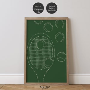 Tennis Wand Kunst Druck, ästhetische Wand-Dekor, Tennisschläger, Wandkunst, Club, Tennis Druck, Tennis Wandkunst, Tennis Poster, Galeriewand