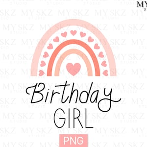 Heart Rainbow Birthday Girl PNG File