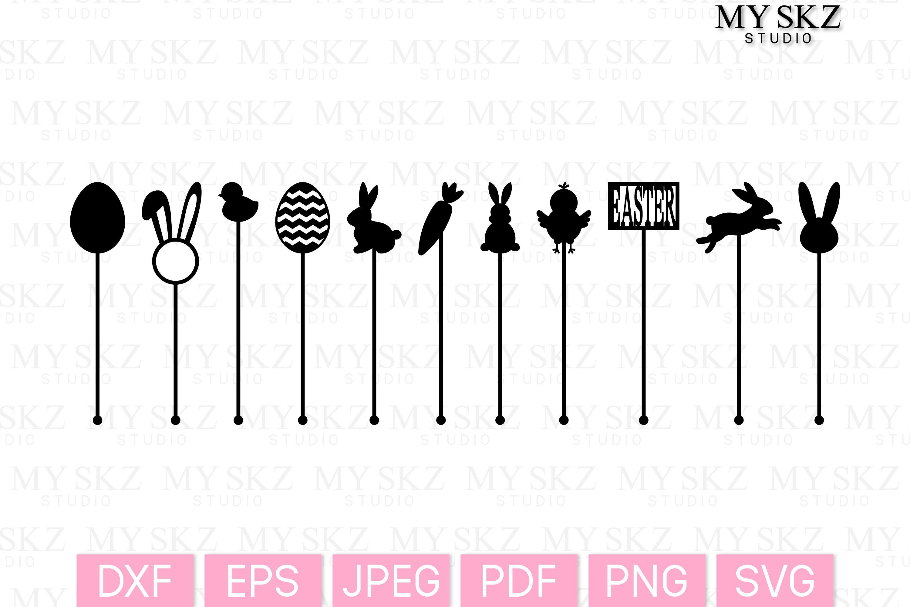 Easter Drink Stirrers Bundle Dxf Eps Jpeg Pdf Png Svg Etsy