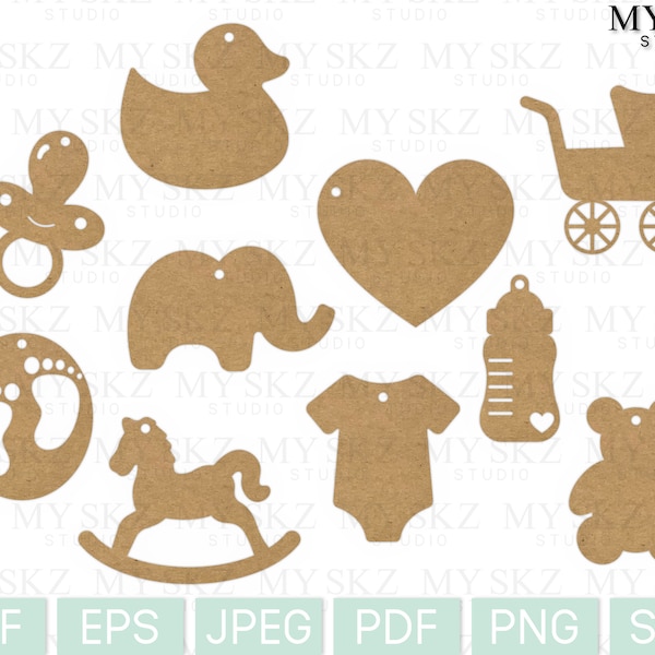 Baby Gift Tag Bundle Dxf, Eps, Jpeg, Pdf, Png, Svg Instant Digital Download Files