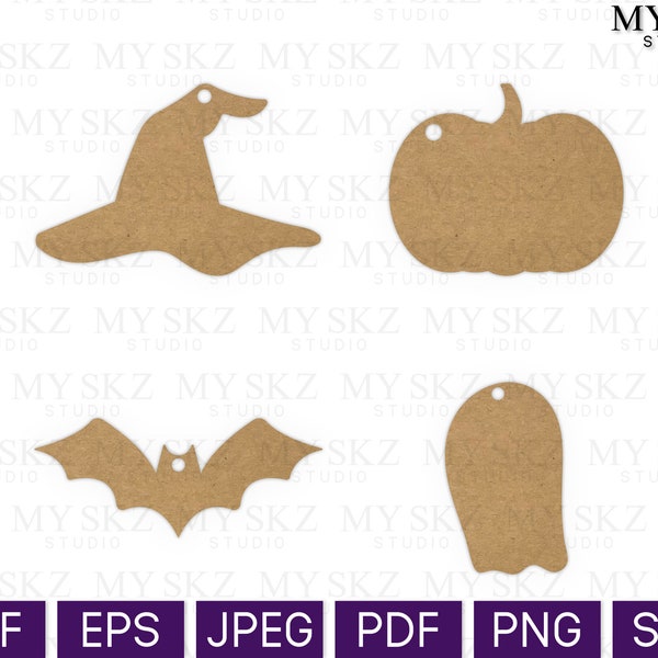 Halloween Gift Tag Bundle Dxf, Eps, Jpeg, Pdf, Png, Svg Instant Digital Download Files