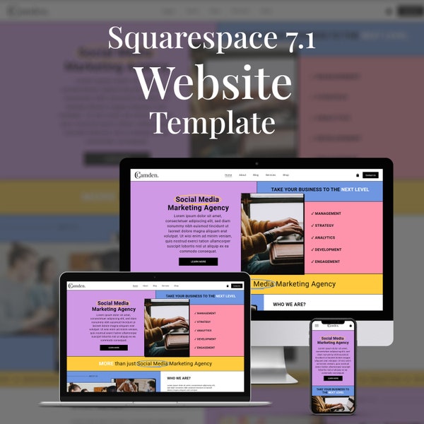 Squarespace Website Template | Website Template for Squarespace | Squarespace 7.1 | eCommerce Shop | Social Media Marketing Agency Website