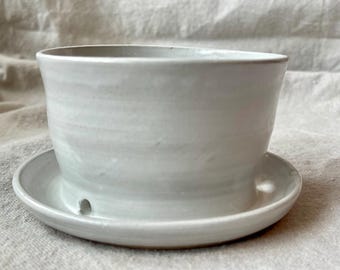 Succulent planter, planter with drainage, white planter, handmade pottery planter, small white planter, planter
